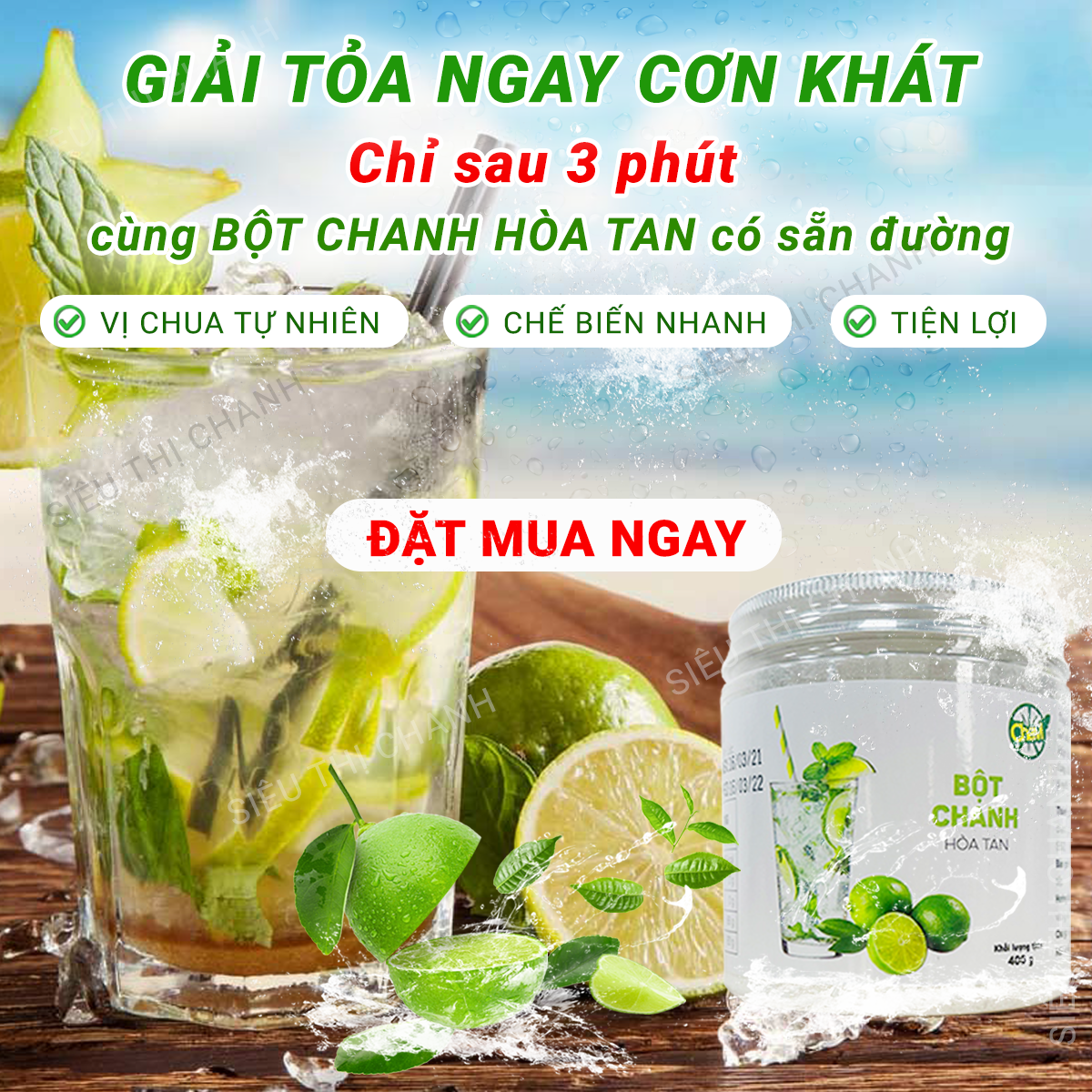 Bột Chanh Hòa Tan Có Đường 400gr [Nhà Cung Cấp - Có Cam Kết]