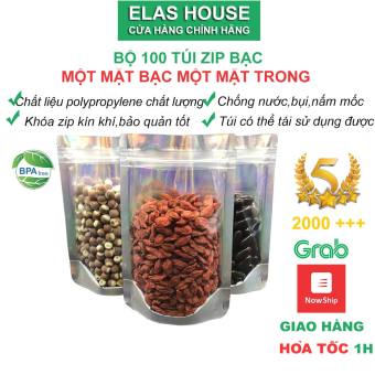 Túi Zip Bạc 1 Mặt Bạc, 50 Túi Zip Bạc Đáy Đứng Đựng Thực Phẩm Cao Cấp