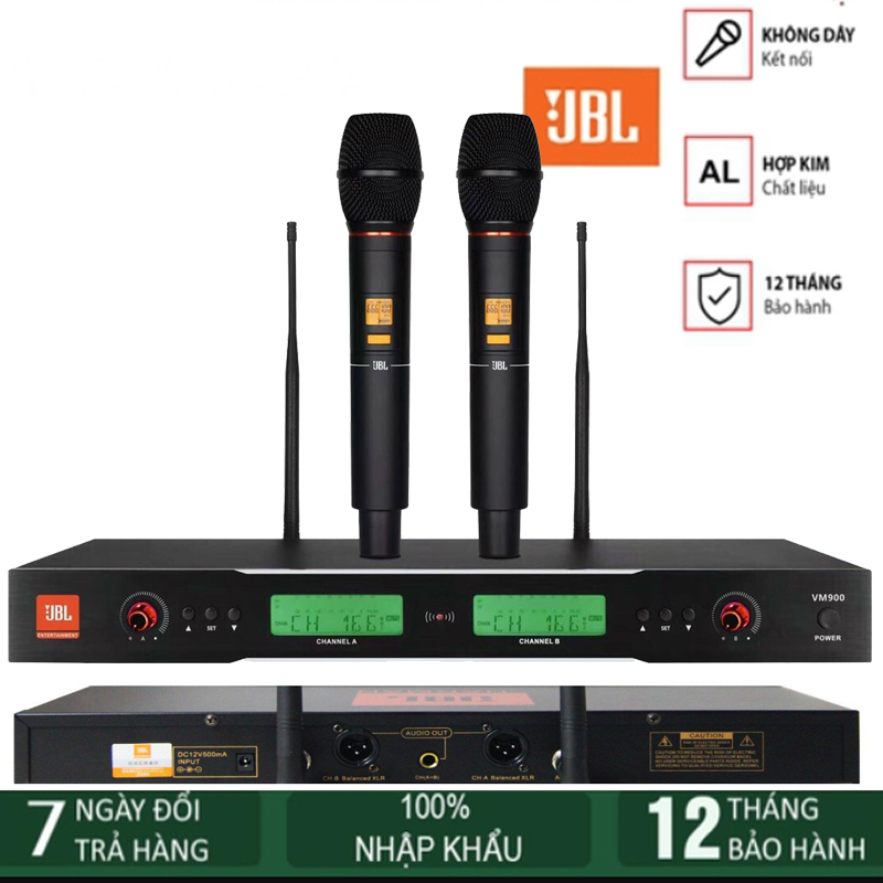 Mic, dàn âm thanh sân khấu karaoke cao cấp, micro jbl vm 900, micro karaoke gia đình giá rẻ, độ nhạy cao, bắt sóng xa, chống hú rít - thiết kế sang trọng