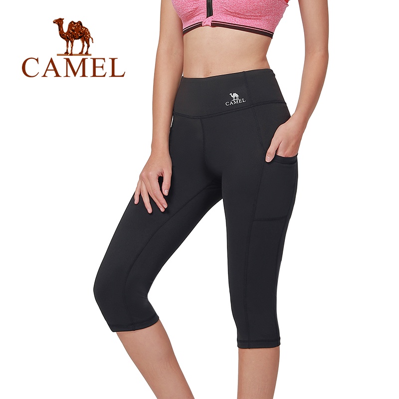 Camel yoga women's 3/4 yoga pants elastic stretch Capri pants cropped  trousers for female