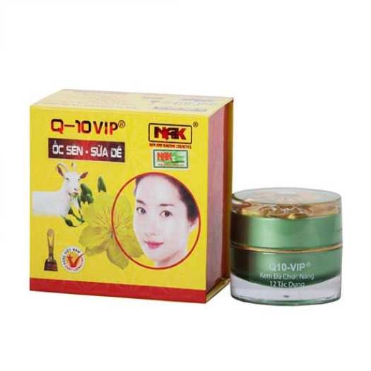 Kem dưỡng trắng da 12 tác dụng Q10 - VIP ốc sên sữa dê 40g đa chức năng