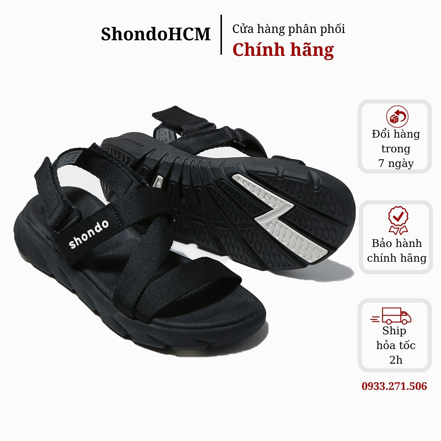 Giày sandal Shondo nam nữ F6 Sport đen full F6S301 ShondoHCM Shondo chính hãng