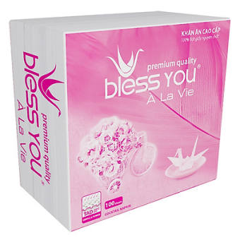 Khăn giấy ăn cao cấp Bless You 100 tờ 23*23cm