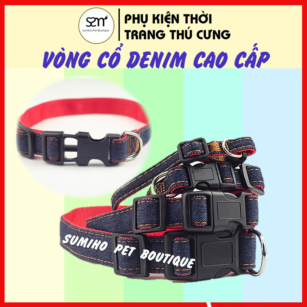 Vòng cổ Jeans Denim phong cách cho chó mèo phụ kiện cho chó mèo
