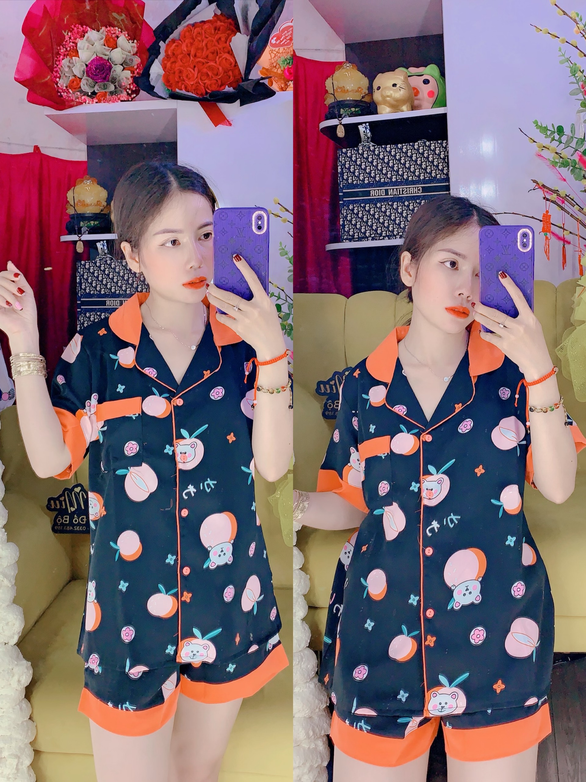 Pizama lụa manggo đùi thiết kế trẻ trung