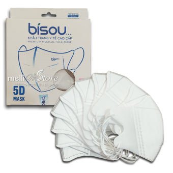 [FREESHIP] Hộp 10 Cái Khẩu Trang Y Tế Bisou 5D Trắng Kiểu Dáng Korea "Mới"