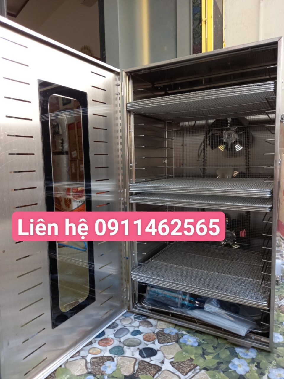 Máy sấy khô thực phẩm 20 khay-Máy sấy hoa quả thực phẩm công nghiệp XY-20 có 20 khay sấy rộng rãi- Máy sấy thực phẩm hoa quả dược liệu làm khô gà khô bò-100% inox-Bảo hành 1 năm-food dehydrator 20 trays