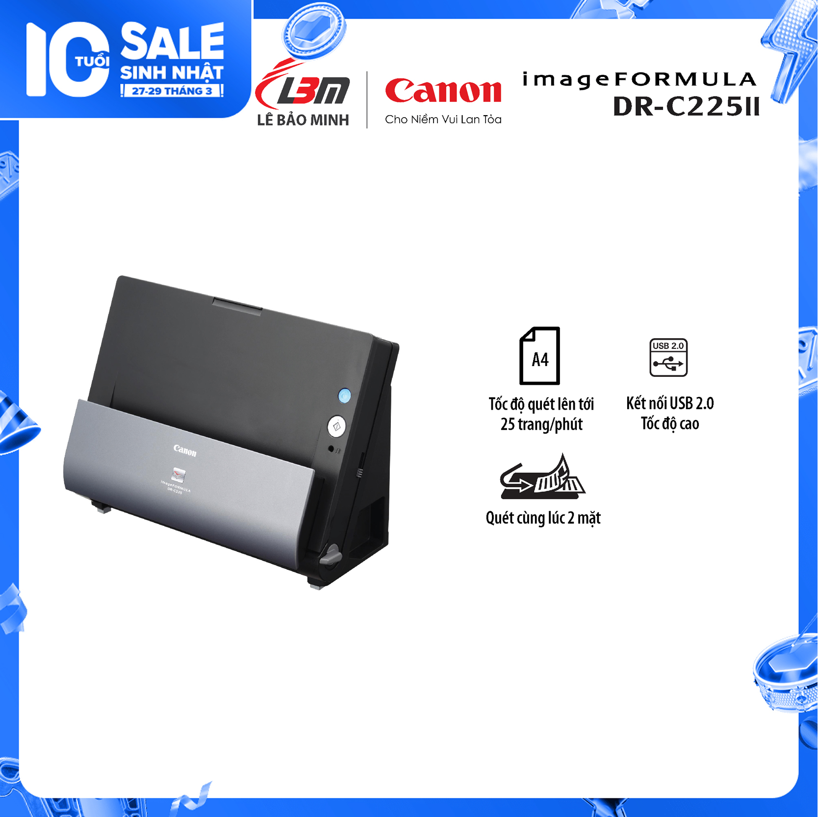 Máy quét canon dr-c225 ii - chính hãng lê bảo minh