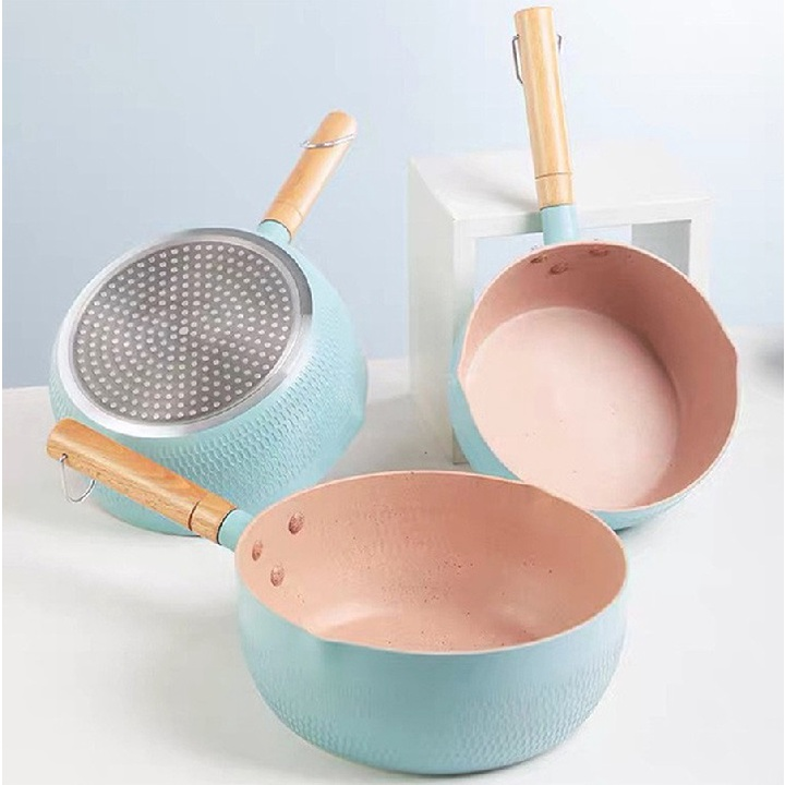 Quánh sâu lòng 18cm phủ ceramic chiên rán chống dính đáy từ vân tổ ong màu ngẫu nhiên