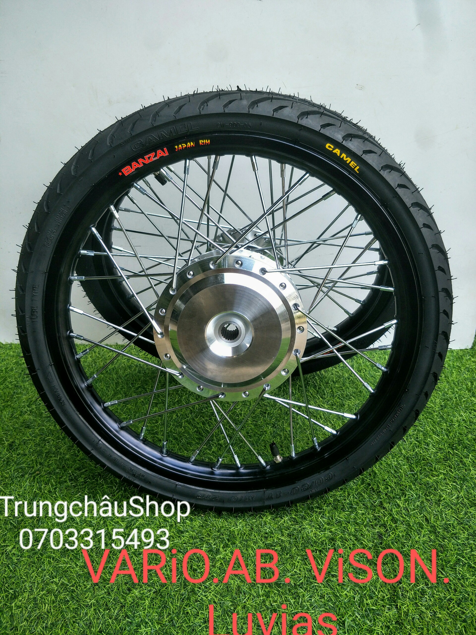 [HCM] CẶP BÁNH CĂM XE GA VARIO 150 VISION AB CĂM ĐÙM MẠ CROM NIỀNG BANZAI HOẶC SOLUTE FULL VỎ CRV HOẶC CAMEL TÙY CHỌN ĐĨA ỐC