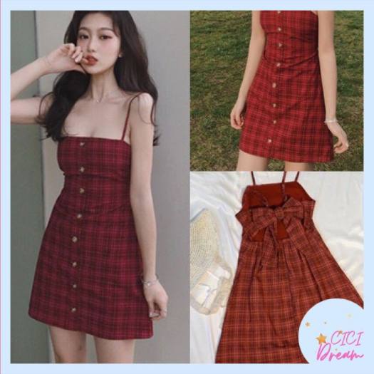 Đầm 2 dây xẻ tà phối ren xéo thân 2 dây đôi - Zurar Fashion