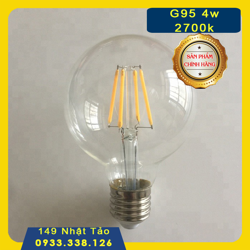 Combo 5 bóng đèn edison g95 4w e27 ánh sáng vàng dùng trang trí nội thất sân vườn