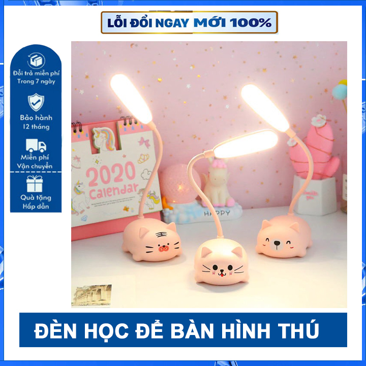 { GIÁ SỈ } Đèn học để bàn hình mèo - đèn tích điện - đèn học chống cận bảo vệ mắt - Đèn led để bàn, Đèn học sinh để bàn tiết kiệm điện, đèn LED pin sạc đa năng dễ thương hình mèo hổ