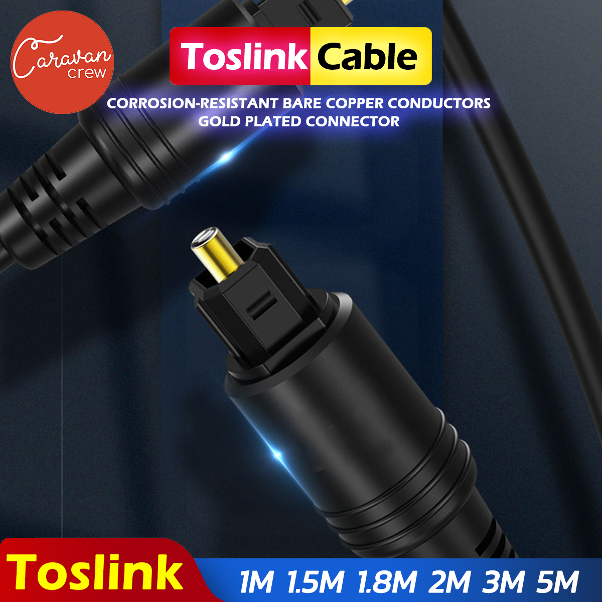 A# Caravan Crew สาย Optical Audio / TOSLINK/ Digital Optical Cable สำหรับ ทีวี เครื่องเสียง Home Theater (1M/1.5M/1.8M/2M/3M/5M) ราคา 55 บาท*ส่งฟรี