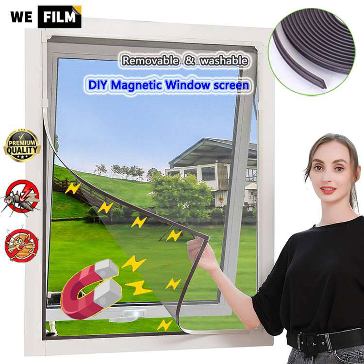  WEFILM Lưới Chống Muỗi Từ Tính Nâng Cấp Màn Cửa Sổ Lưới Sợi Thủy Tinh Tàng Hình Tùy Chỉnh Rèm Lưới Tự Làm Có Thể Tháo Rời Với Dải Từ Tính Rãnh Toàn Khung  Trắng Đen Nâu  