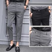 HUILISHI Plaid Men's Casual Suit Pants - Fashion and Comfort