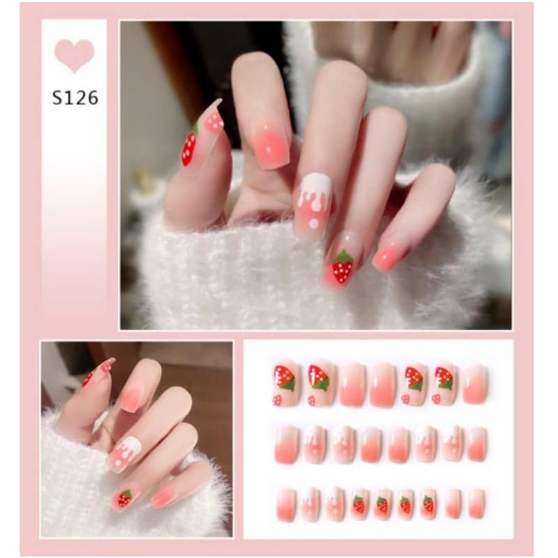 Hộp 24 Móng tay giả, móng giả A113 (Tặng keo dán móng tay )