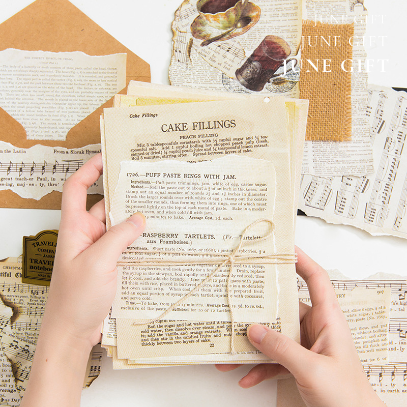Set 57 giấy báo vintage trang trí sổ, làm bullet journal
