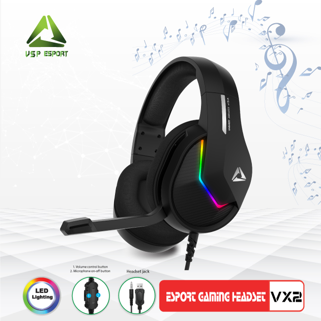 Tai nghe có dây headphone vsp esport gaming vx2 tai nghe vsp esport gaming vx2 usb+jack 3.5 tai nghe chuyên game vsp esport gaming vx2 usb+jack 3.5heaphone esport gaming vx2 - vsp - technology spread