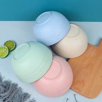 Bộ đồ ăn nhựa lúa mạch màu Pastel, bát tô chén dĩa lúa mạch - Dụng cụ ăn dặm an toàn [Bán lẻ]