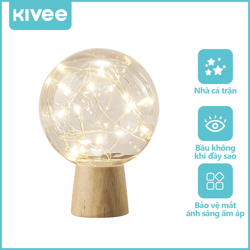 Đèn Ngủ 3D Led Đèn ngủ để bàn gỗ phong cách cao cấpBầu không khí đầy sao ánh sáng ấm áp sạc Pin USB