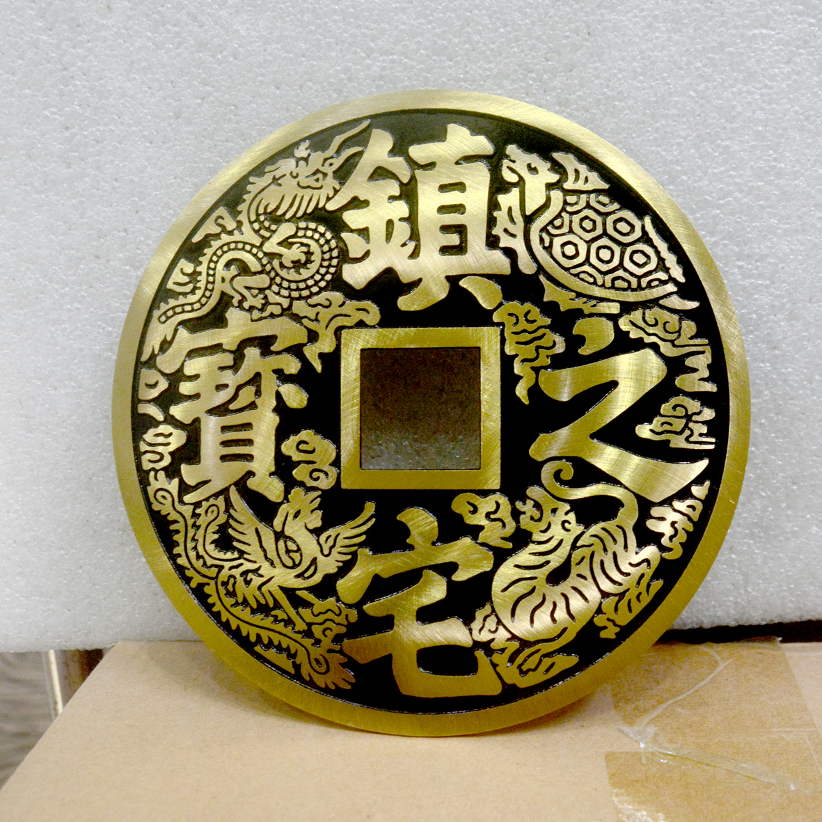 [HCM]Gương Bát quái tròn phong thủy Long Lân Quy Phụng bằng đồng-Nhiều cỡ