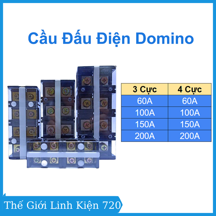 Cầu đấu điện, cầu đấu chia dây điện domino 3 pha 4 cực 60a/100a/150a/200a