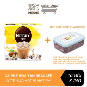 Cà phê hòa tan Nescafé Latte sữa hạt vị hạt phỉ  (Hộp 10 gói x 24g)