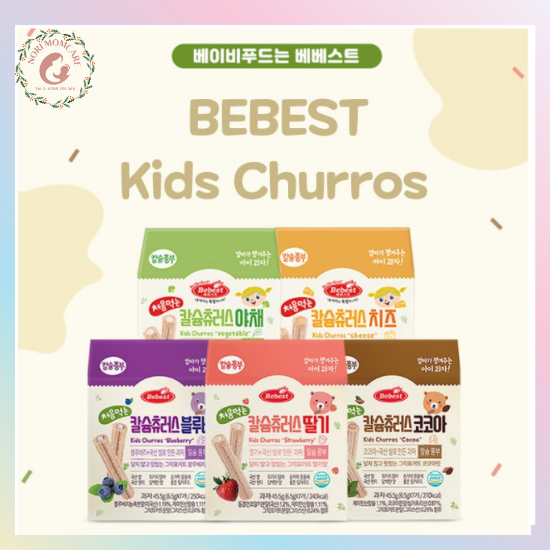 Bánh cuộn Bebest Kids Churros Nhân Kem Hàn Quốc cho bé ăn dặm