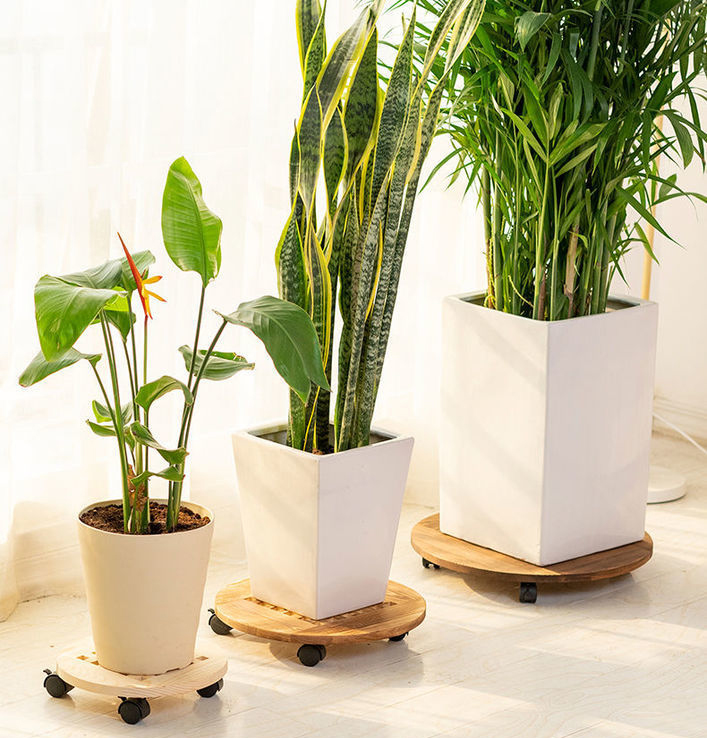 [Freeship MAX] Giá kệ để chậu cây có 4 bánh xe, kệ giá đỡ chậu hoa cây cảnh,  đế để chậu cây có bánh xe di chuyển màu vàng R30 cm, tải 80kg