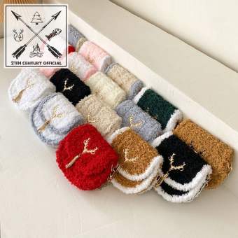 Túi Tự Đan Yên Ngựa Hình Bán Nguyệt Đính Phụ Kiện Tuần Lộc Cổ Điển Làm Bằng Len (Sẵn Bộ Làm Túi)