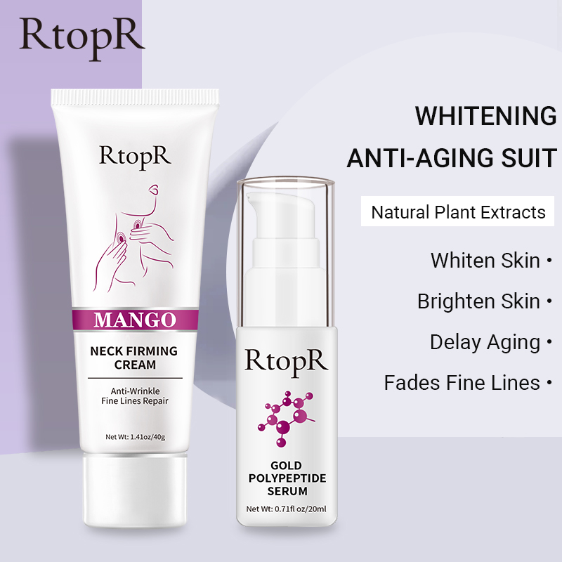 RtopR Bộ kem trẻ hóa làm săn chắc vùng cổ giúp da chống nhăn làm trắng dưỡng ẩm + serum tinh chất polypeptide vàng chống lão hoá làm sáng da - INTL