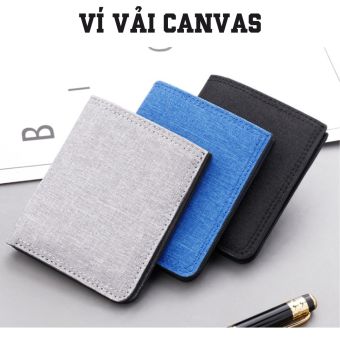 Ví nam Bóp Nam mini vải canvas siêu mỏng có khóa kéo Loại Ví Đứng thời trang cho nam nữ nhỏ gọn