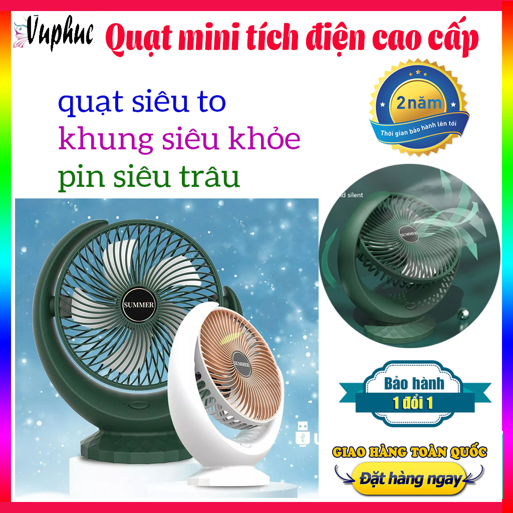 Quạt tích điện loại lớn - quạt mini sạc điện - quạt cầm tay mini, quat dien mini, quạt sạc pin, quạt mini để bàn, cầm tay, quạt đứng sạc usb summer desktop fan 6000mah siêu tiện dụng cho mùa hè.