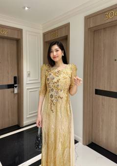 Đầm Dạ Hội Nữ Dự Tiệc Ngồi Sui , Thiết Kế Kim Tuyến Sang Trọng