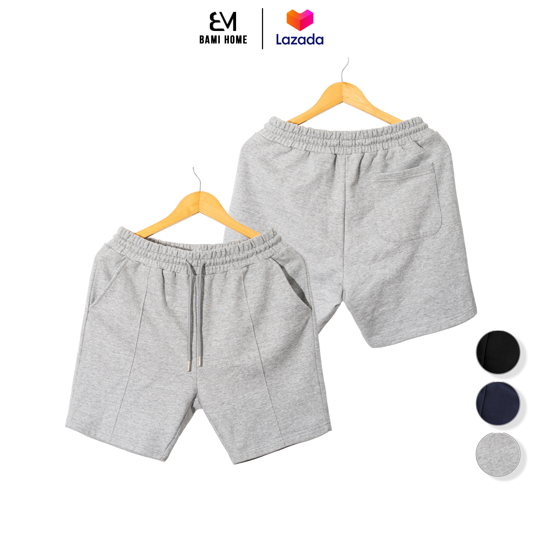 Quần short nam cao cấp BAMI HOME quần đùi nỉ kẽ dọc phong cách unisex dễ phối đồ QSN - 007