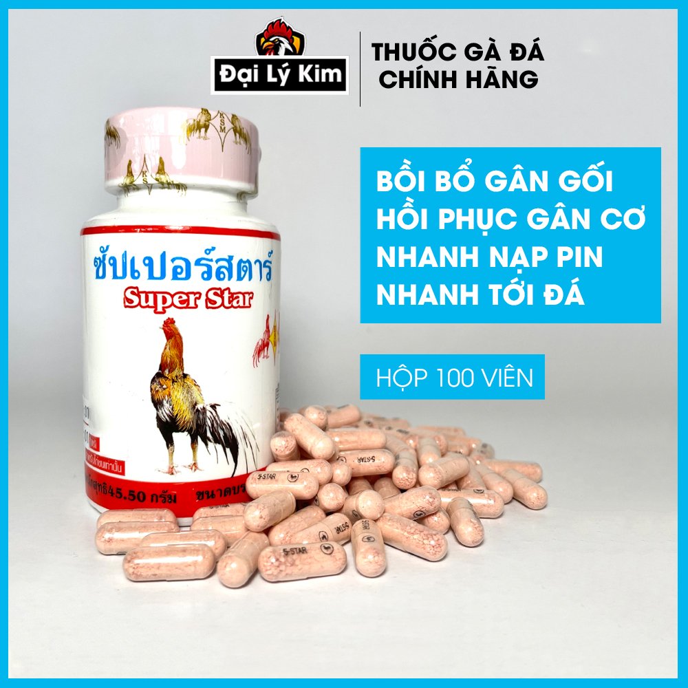 Thuốc nuôi gà đá tăng bo, bồi bổ gân gối Super Star, hủ 100 viên, nhập khẩu Thái Lan chính hãng + thuốc gà, thuốc gà đá, thuốc cho gà đá, thuốc tăng bo gà đá