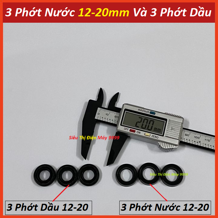 Phớt máy rửa xe bộ 6 gioăng phớt nước và phớt dầu cho máy xịt cao áp 12-20mm - phớt máy rửa xe mini