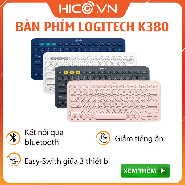 Bàn Phím Không Dây Bluetooth LOGITECH K380 Kết nối 3 thiết bị , phím bấm cực êm, nhỏ gọn tiện lợi – Hàng Chính Hãng Digiworld bảo hành 12 tháng