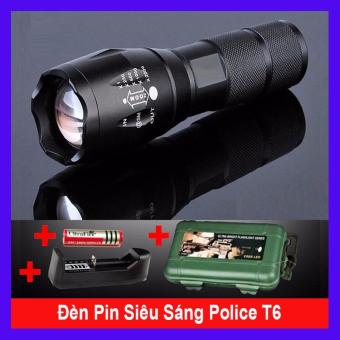 ĐÈN PIN SIÊU SÁNG CÔNG NGHỆ NHẬT XML - T6 LED - Tặng Bộ sạc, Pin sạc và Hộp Nhựa Chống Sốc - BH 1 ĐỔI 1