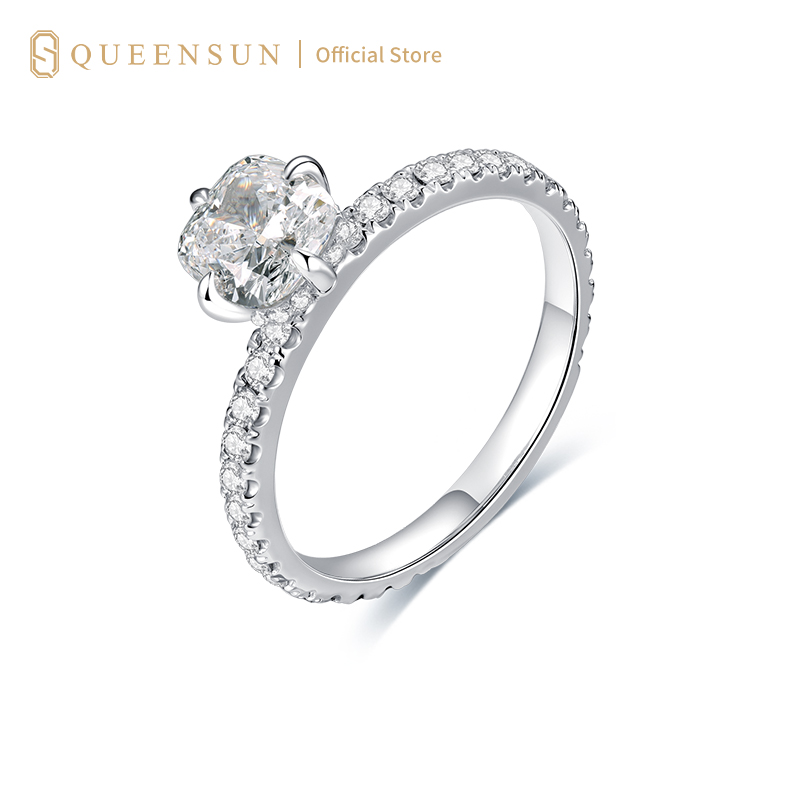 PT950 Gold Lab Diamond Halo Solitaire Ring | Full Eternity Band | Minimalist Luxury Ring | Solitaire Halo Diamond Ring18金轻奢求婚 主钻围镶半圈钻培育钻石戒指