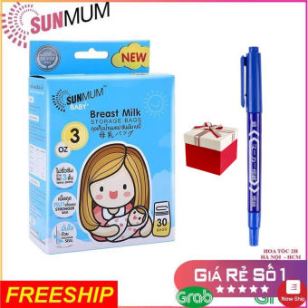 Túi trữ sữa 100ml Sunmum Thái Lan - 3 lớp khoá zip, Có kiểm định Y tế, an toàn sức khoẻ, tặng 01 bút chi chú/ đơn