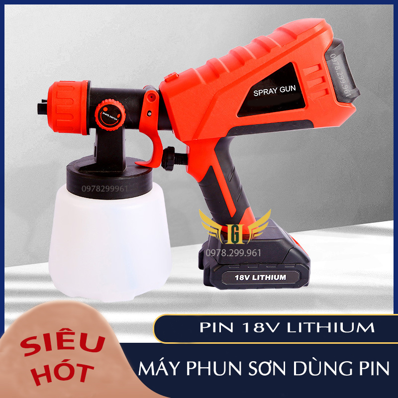 [CHÍNH HÃNG] Máy Phun Sơn Cầm Tay Dùng Pin 18V Spray JH09, Chân Pin Makita Thông Dụng