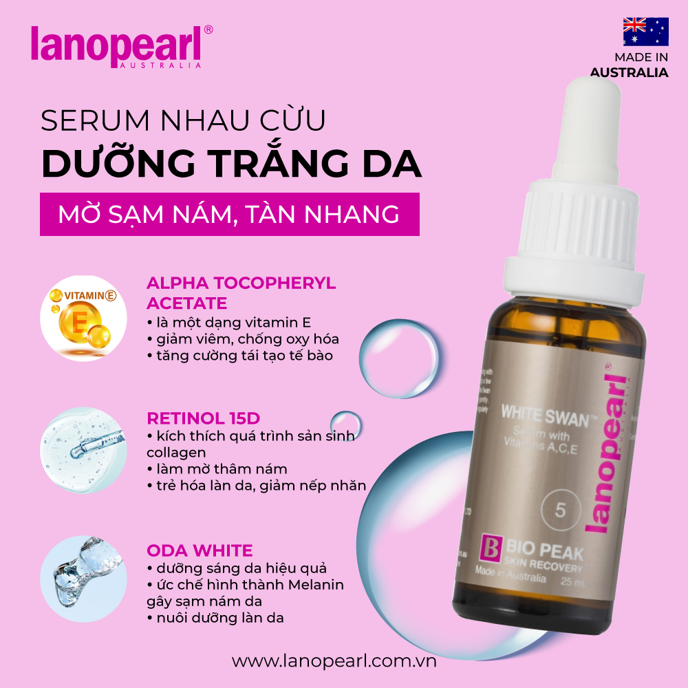 Serum nhau thai cừu dưỡng trắng da thiên nga Lanopearl White Swan Whitening Serum (25ml)