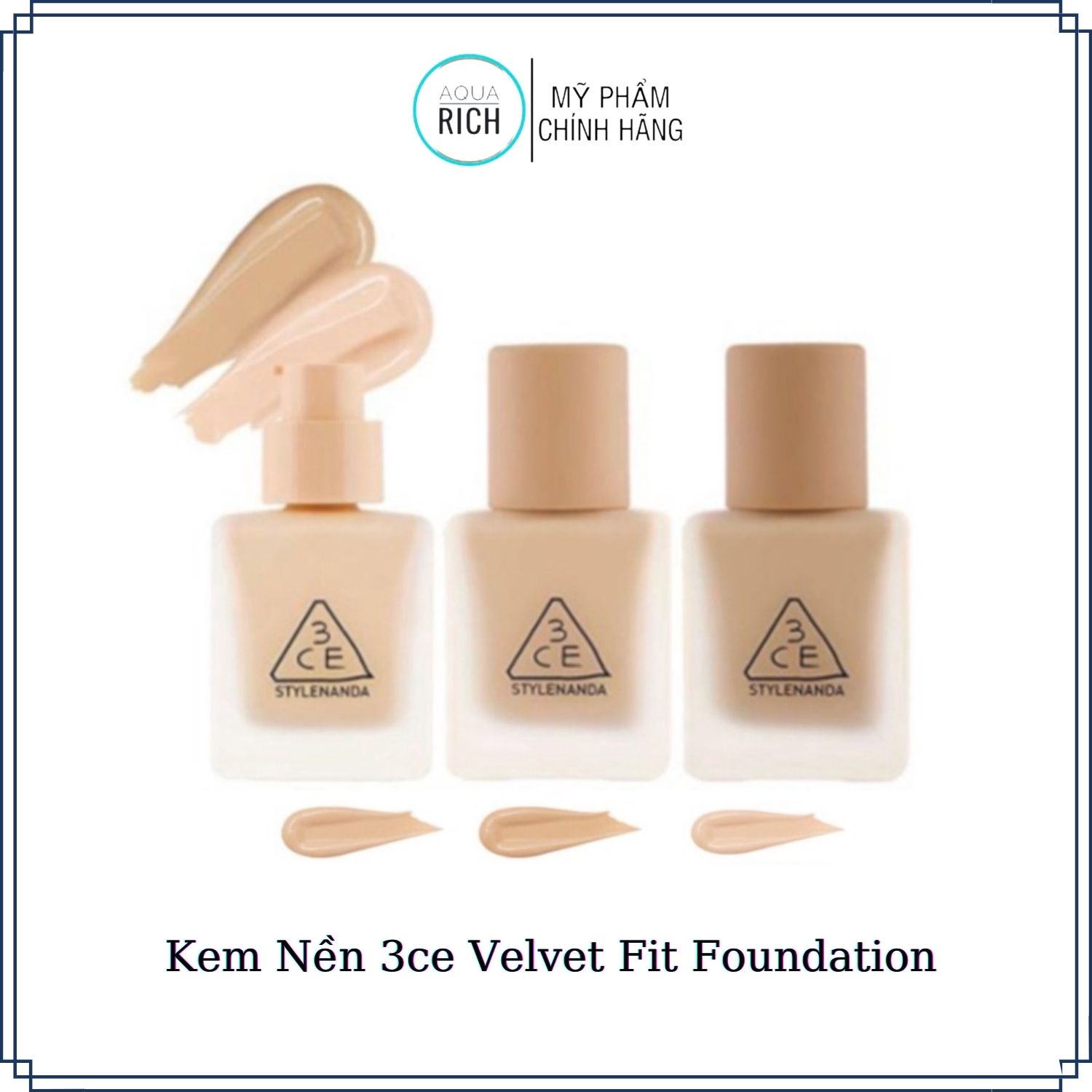 Kem nền bền màu 3ce velvet fit foundation đủ tone
