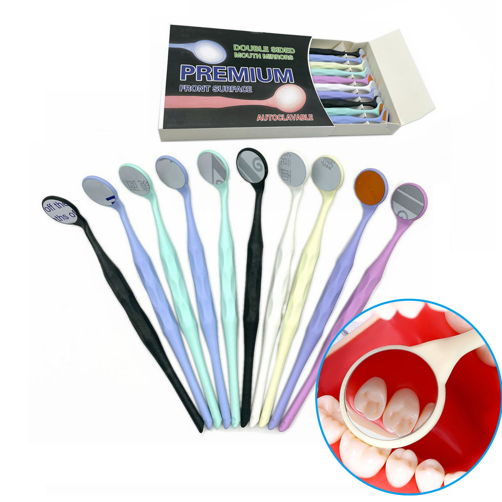 10 chiếc nha khoa gương hai mặt/một mặt gương phản xạ kiểm tra miệng mặt trước cao cấp gương có thể khử trùng