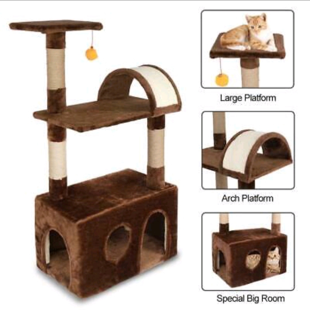 [HOÀN TIỀN 10%]Trụ cào móng cho mèo- Cattree Nhà Cây Cho Mèo - Trụ mèo leo trèo 3 tầng - Cat tree dụng cụ cào móng
