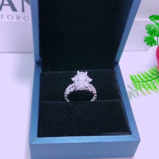 NHẪN KIM TIỀN BẠC TA GẮN ĐÁ SANG CHẢNH - Shop bạc BiBi cam kết bạc chuẩn, chất lượng, kèm bảo hành