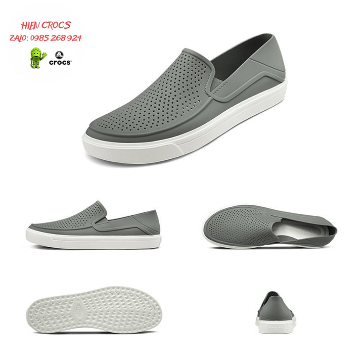 Giày nhựa đi mưa -c.r.o.c.s- citilane roka slip on cho nam màu xám