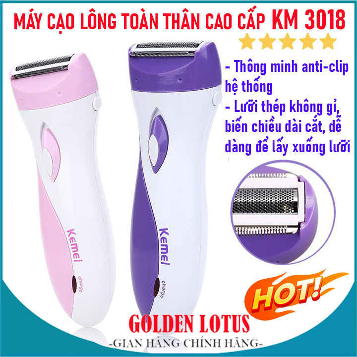 Máy cạo lông vùng kín kemei 3018, máy cạo lông toàn thân, máy tẩy lông mini, dao cạo lông chọn ngay máy triệt lông kemei wax lông tay lông chân ria mép cực hiệu quả
